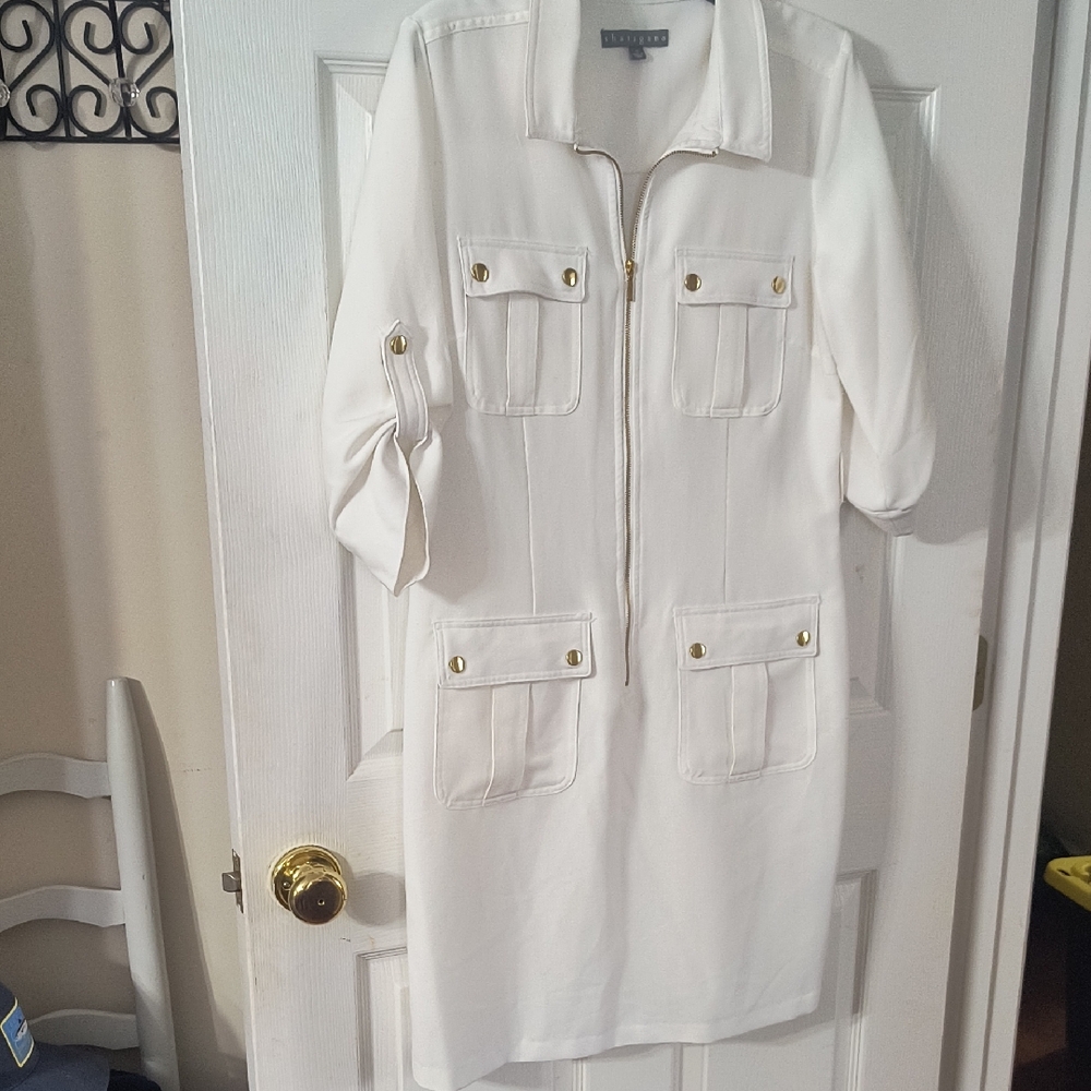 Calvin Klein Cream Utility Jacket with Gold Details